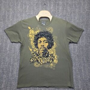 Jimi Hendrix T-Shirt Mens Large Olive Green ODM 2006 Vintage Y2K Paisley Swirl
